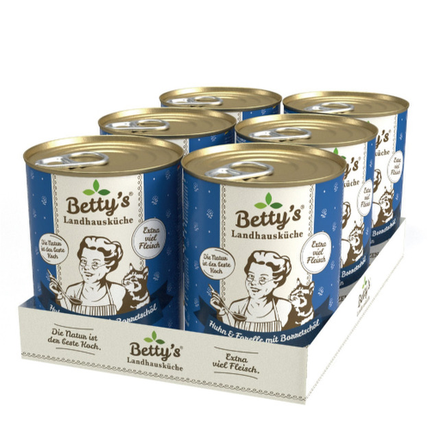 Betty’s 蓓蒂奶奶 貓咪無穀主食罐-雞肉+鱒魚 400gx6入 Betty’s 蓓蒂奶奶 貓咪無穀主食罐-雞肉+鱒魚 400gx6入