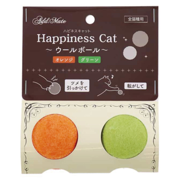Petio Happiness Cat 毛球貓玩具-橙色綠色 2顆 Petio Happiness Cat 毛球貓玩具-橙色綠色 2顆