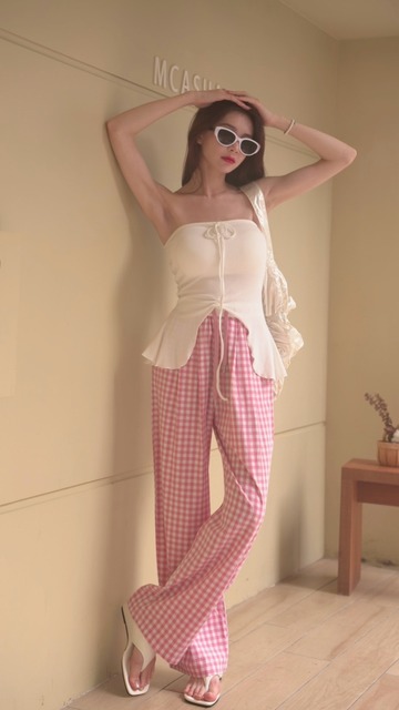 ➤平口綁繩開岔背心(3色)