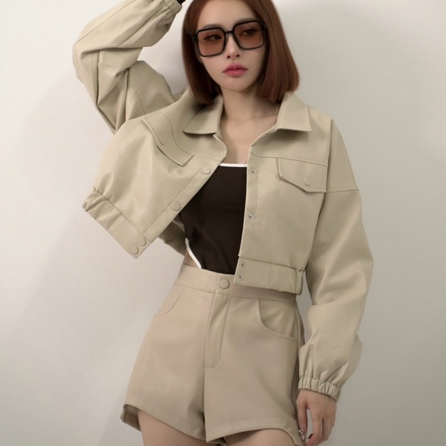 你不能沒有一件基本款排釦皮外套(2色)