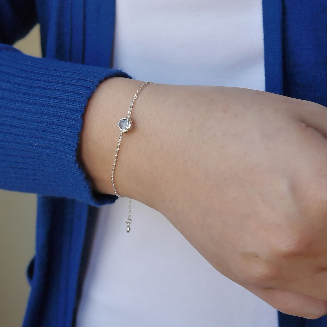 托帕石超纖細純銀手鍊