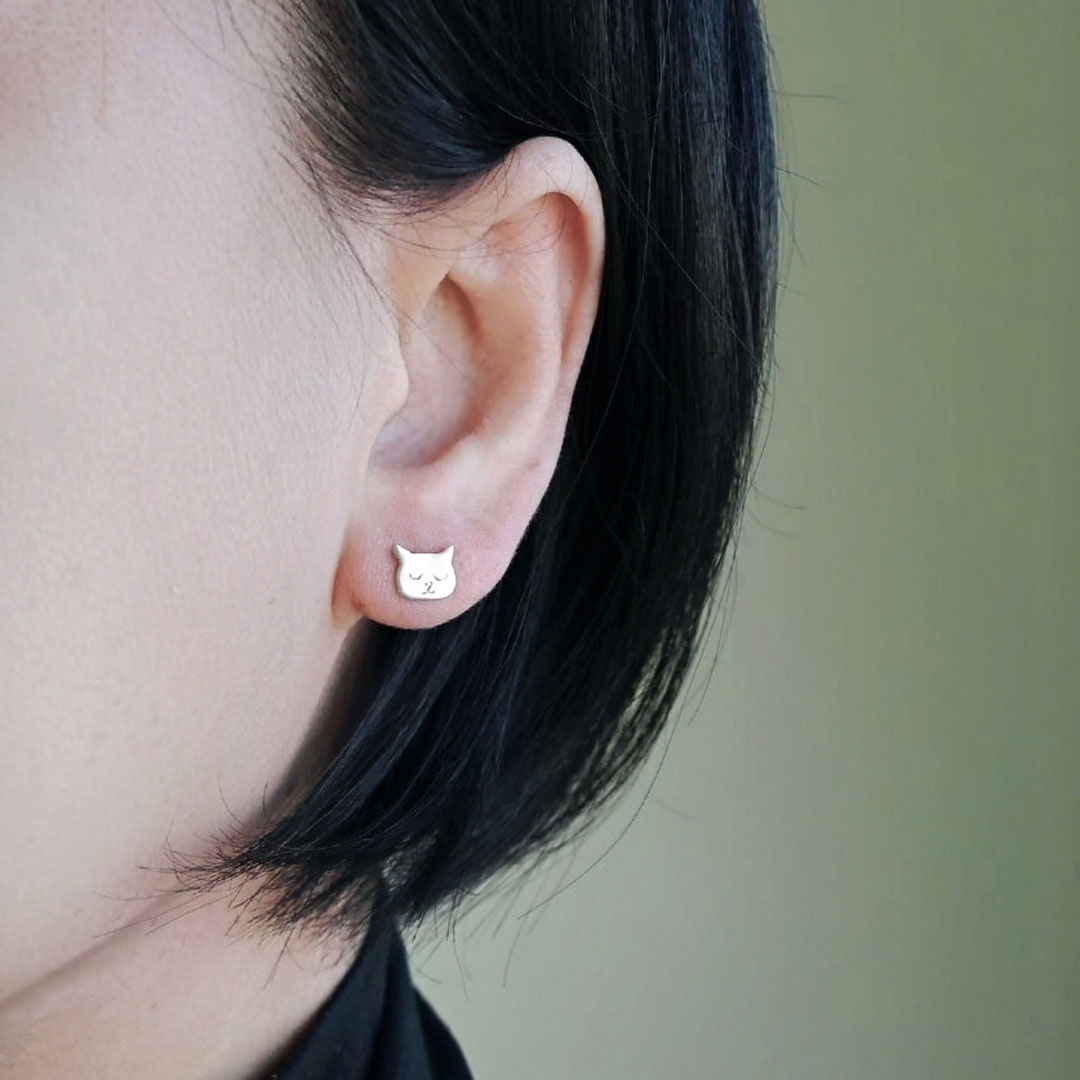 貓臉表情耳環