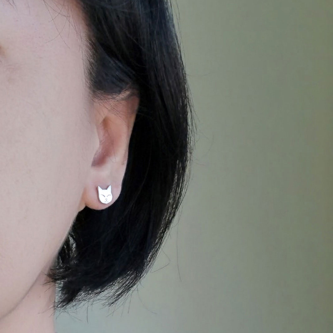 貓臉表情耳環