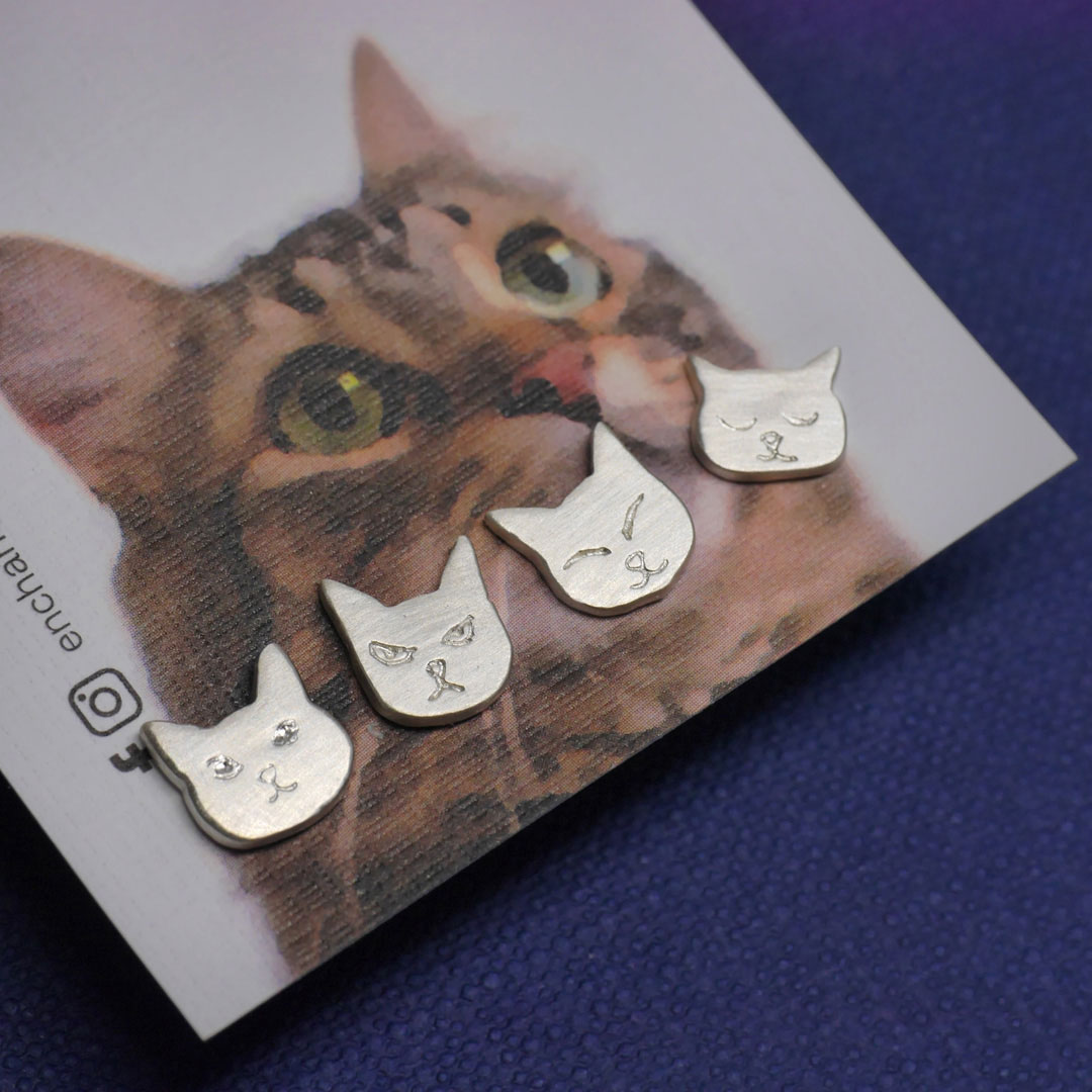 貓臉表情耳環