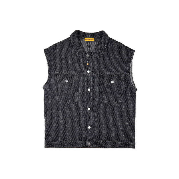 KNITTED DENIM VEST