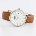 HENRY LONDON 米白紋路面銀框棕色真皮革腕錶-(HL40-S-0349)_1 HENRY LONDON 米白紋路面銀框棕色真皮革腕錶-(HL40-S-0349)_1