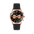 HENRY LONDON 復古黑面玫瑰金框黑色真皮計時碼錶(HL41-CS-0042) HENRY LONDON 復古黑面玫瑰金框黑色真皮計時碼錶(HL41-CS-0042)
