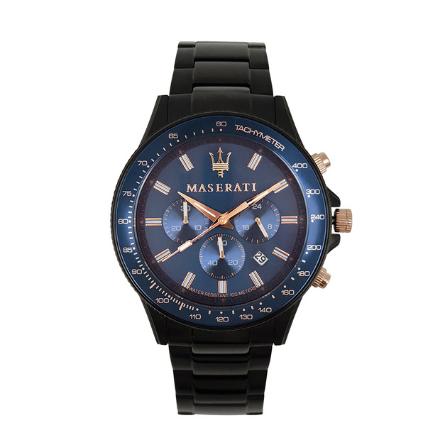 MASERATI 瑪莎拉蒂 SFIDA 三眼精鍍槍黑色計時腕錶 -R8873640001 MASERATI 瑪莎拉蒂 SFIDA 三眼精鍍槍黑色計時腕錶 -R8873640001