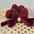 |大腸圈|容顏 • 立體蝴蝶結紅色毛呢 髮束髮圈髮飾髮繩彈力繩 單支販售 |大腸圈|容顏 • 立體蝴蝶結紅色毛呢 髮束髮圈髮飾髮繩彈力繩 單支販售