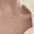 |純銀項鏈 925|和樂 • 蝴蝶結粉鋯石 項鍊素鏈銀鏈簡約 單只販售_4 |純銀項鏈 925|和樂 • 蝴蝶結粉鋯石 項鍊素鏈銀鏈簡約 單只販售_4