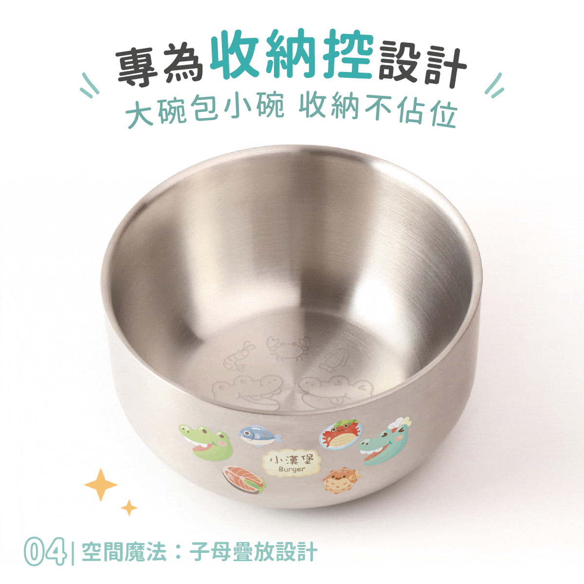 雙層不鏽鋼隔熱碗 萌鱷海鮮店【鱷魚店長+鱷魚廚師】_9 雙層不鏽鋼隔熱碗 萌鱷海鮮店【鱷魚店長+鱷魚廚師】_9