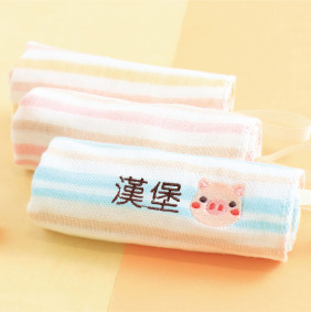 MIT姓名手帕紗布巾【豬豬款】一組3入