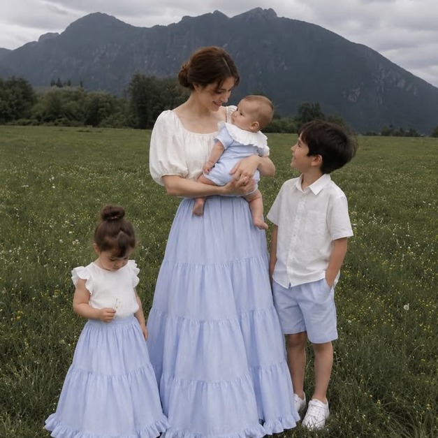 【預購】to you | 親子系列・milk blue 荷葉長裙 (mom) 【預購】to you | 親子系列・milk blue 荷葉長裙 (mom)