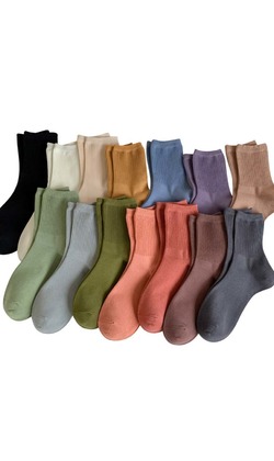 微復古純色襪 14色售 | 短襪