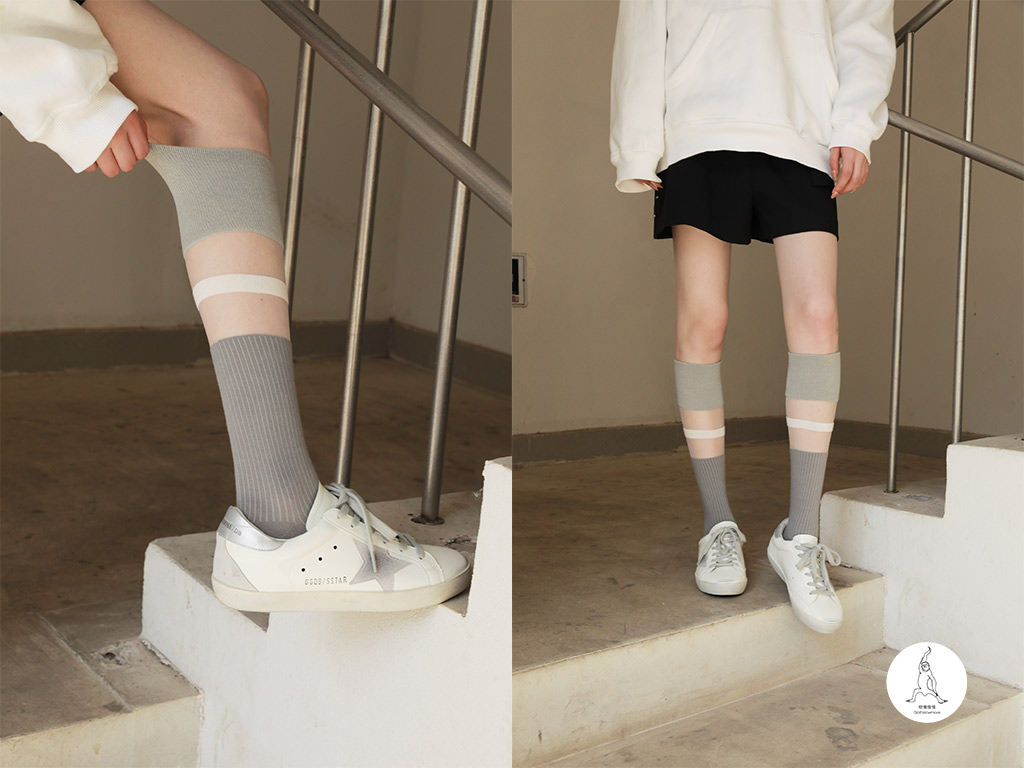 粉色玻璃透膚長筒襪