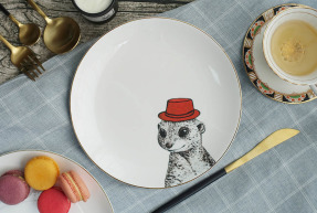 動物系列 - Meerkat 狐獴20cm 金邊骨瓷餐盤 (會員優惠中)