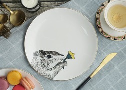 動物系列 - Groundhog 土撥鼠的春天20cm 金邊骨瓷餐盤(會員優惠中)