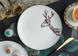 警世系列 - 鹿骨骼 20cm 金邊骨瓷餐盤(會員優惠中)