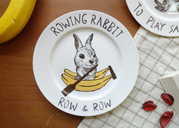 Rowing Rabbit 兔子香蕉船 餐瓷盤 (骨瓷平盤)