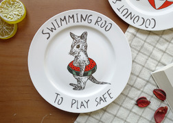 Swimmg Roo 袋鼠游泳圈 餐瓷盤 (骨瓷平盤)