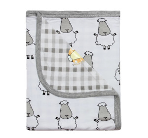 白色羊樂園+格紋雙層被毯 白色羊樂園+格紋雙層被毯