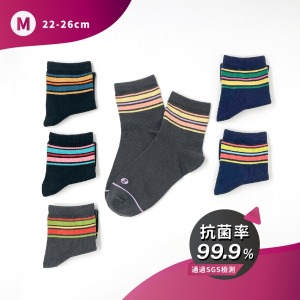 ZILA 抗菌除臭‧彩色條紋1/2短筒女襪 ZILA 抗菌除臭‧彩色條紋1/2短筒女襪