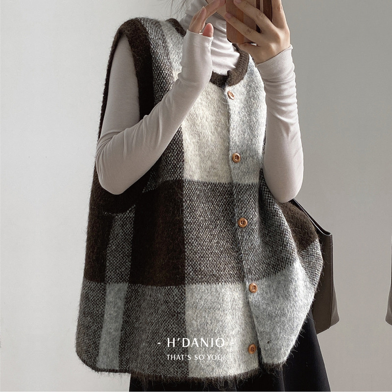 復古庫倫大格紋馬甲 2色 復古庫倫大格紋馬甲 2色