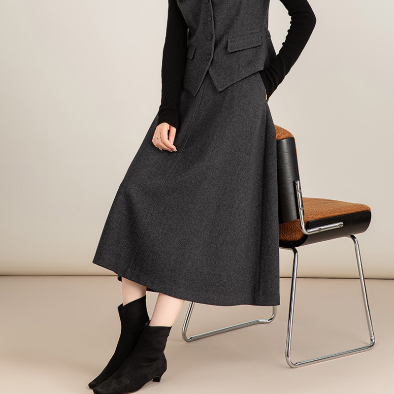 質感灰綿羊毛半身裙 質感灰綿羊毛半身裙