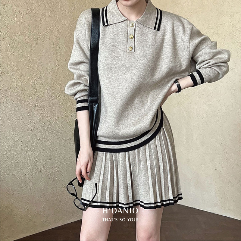 減齡學院針織百摺裙套裝 2色 減齡學院針織百摺裙套裝 2色