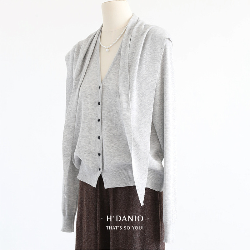 羊毛混紡針織三角披肩兩件組 4色 羊毛混紡針織三角披肩兩件組 4色