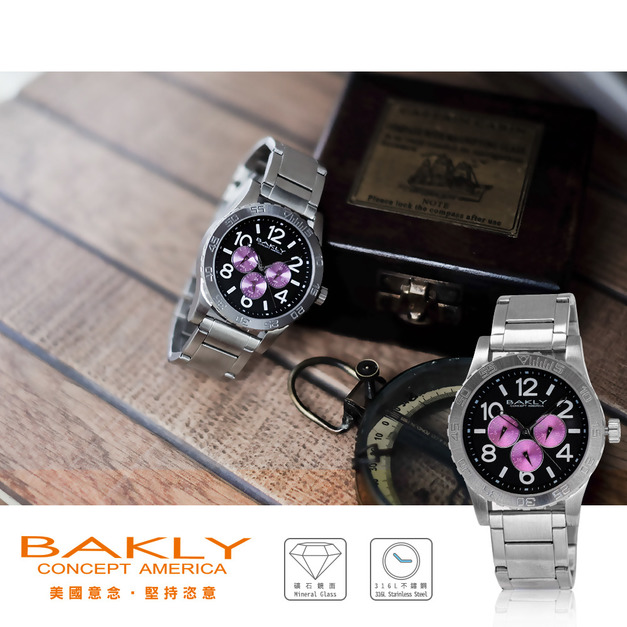 ∥ 國王時計 ∥ 【BAKLY】撼動系列三眼日期腕錶【BA9009】 ∥ 國王時計 ∥ 【BAKLY】撼動系列三眼日期腕錶【BA9009】