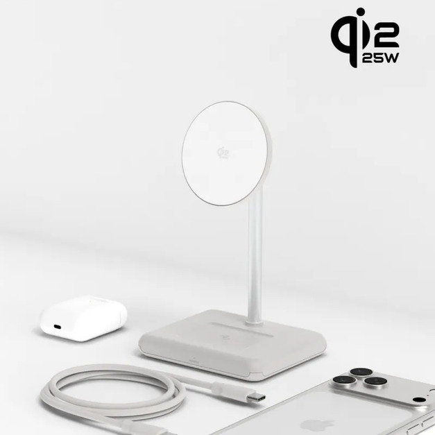 WQ2 Qi2.2 2+1 磁吸無線充電座(認證支援 25W 無線快充) | Allite