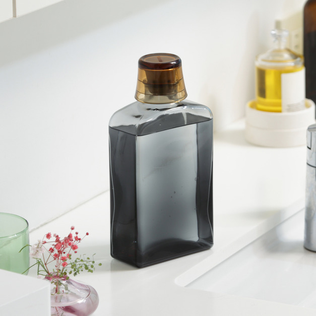 【日本ideaco】復古風漱口水用玻璃空瓶(附漱口杯)-400ml 【日本ideaco】復古風漱口水用玻璃空瓶(附漱口杯)-400ml
