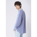 【中性款】前後拼接襯衫/淺藍格紋_2 【中性款】前後拼接襯衫/淺藍格紋_2