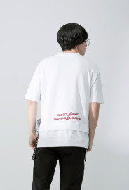 【中性款】雙層下擺五分袖運動衫/白色 【中性款】雙層下擺五分袖運動衫/白色