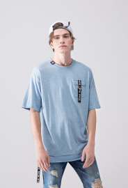 【中性款】口袋設計袋飾短袖TEE/牛仔藍 【中性款】口袋設計袋飾短袖TEE/牛仔藍