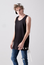 【中性款】下襬綁帶背心/黑色 【中性款】下襬綁帶背心/黑色