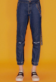 【中性款】保暖拼接縮口牛仔褲 【中性款】保暖拼接縮口牛仔褲