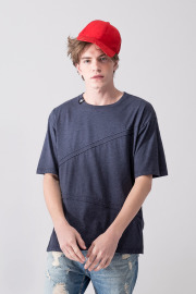 【中性款】側邊織帶拉鍊短袖TEE/麻花籃 【中性款】側邊織帶拉鍊短袖TEE/麻花籃