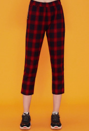 【中性款】中性款側身織帶格紋九分褲/紅藍格 【中性款】中性款側身織帶格紋九分褲/紅藍格