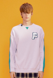 【中性款】可拆式拼接圓領T運動衫/粉紫 【中性款】可拆式拼接圓領T運動衫/粉紫