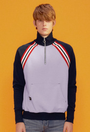 【中性款】拼接高領運動衫/粉紫 【中性款】拼接高領運動衫/粉紫