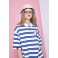 【中性款】寬大條紋 Polo shirt/藍白條紋_2 【中性款】寬大條紋 Polo shirt/藍白條紋_2