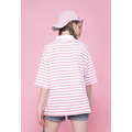 【中性款】寬大條紋 Polo shirt/白粉條紋_3 【中性款】寬大條紋 Polo shirt/白粉條紋_3