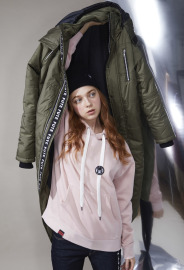 【中性款】防風防撥水可拆帽鋪棉長版外套/橄欖綠 【中性款】防風防撥水可拆帽鋪棉長版外套/橄欖綠