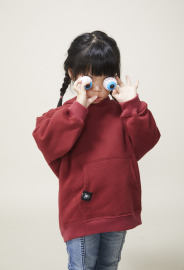【童款】背後綁帶連帽上衣/暗紅色 【童款】背後綁帶連帽上衣/暗紅色
