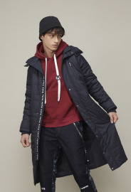 【中性款】防風防撥水可拆帽鋪棉長版外套/黑色 【中性款】防風防撥水可拆帽鋪棉長版外套/黑色