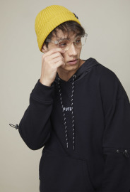 【中性款】拼接造型連帽運動衫/黑色 【中性款】拼接造型連帽運動衫/黑色