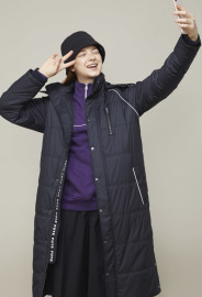 【中性款】防風防撥水可拆帽鋪棉長版外套/黑色 【中性款】防風防撥水可拆帽鋪棉長版外套/黑色