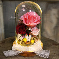 客製款 帶路雞不凋花花玻璃罩盅 客製款 帶路雞不凋花花玻璃罩盅